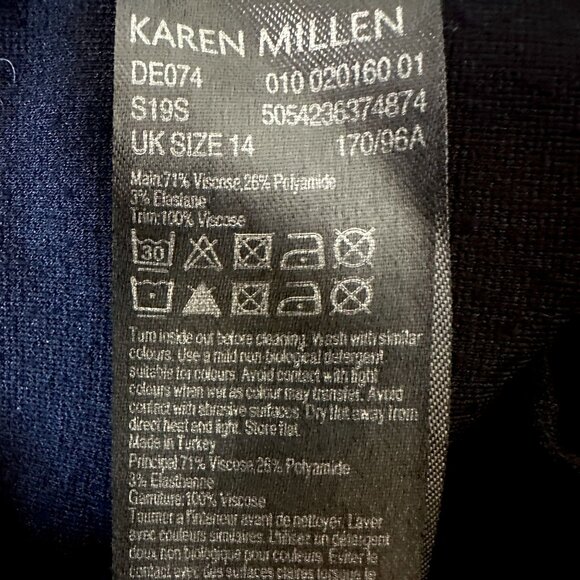 Karen Millen Black With Orange Stripe Trim Mini Jersey Dress Long Sleeve US 10 - Picture 11 of 11